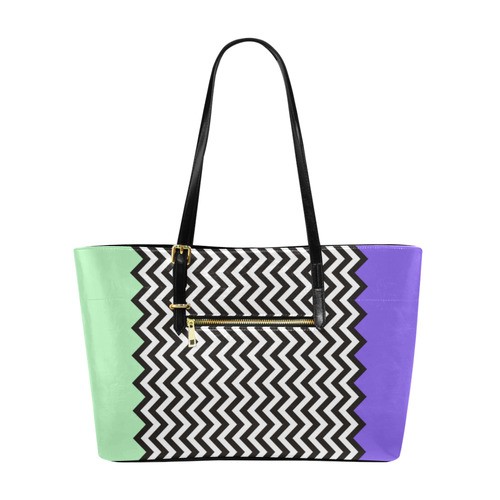 HIPSTER zigzag chevron pattern black & white Euramerican Tote Bag/Large (Model 1656)