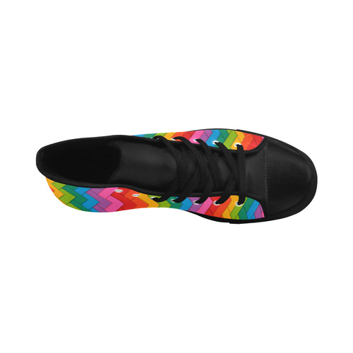 Woven Rainbow Aquila High Top Microfiber Leather Women's Shoes (Model 032)