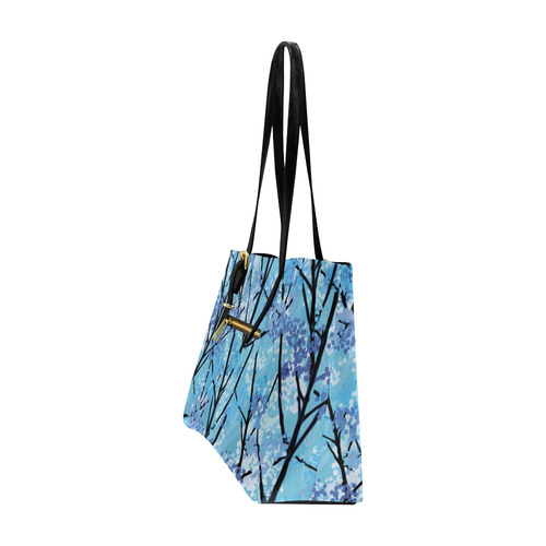 Abstract Geometric Blue Tree Nature Euramerican Tote Bag/Large (Model 1656)