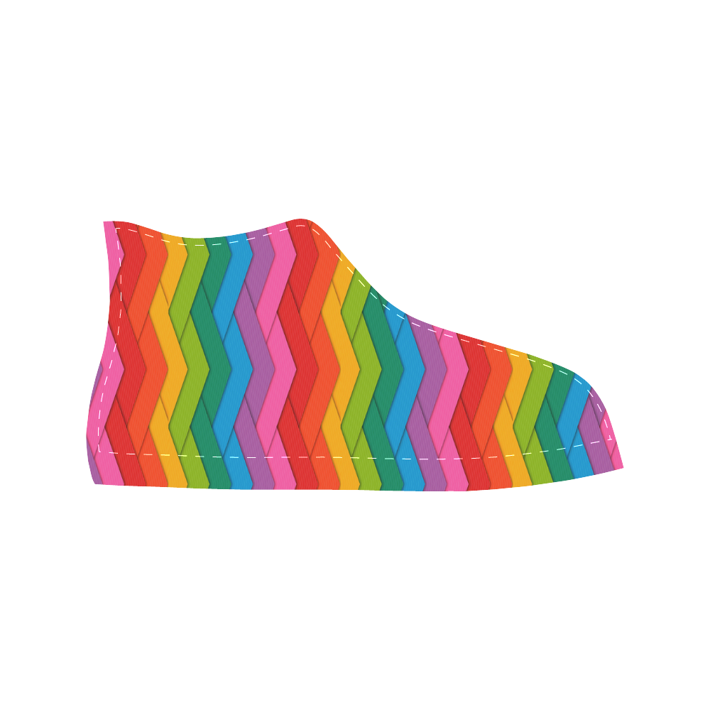 Woven Rainbow Aquila High Top Microfiber Leather Women's Shoes (Model 032)