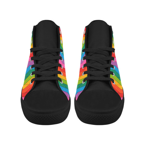 Woven Rainbow Aquila High Top Microfiber Leather Women's Shoes (Model 032)