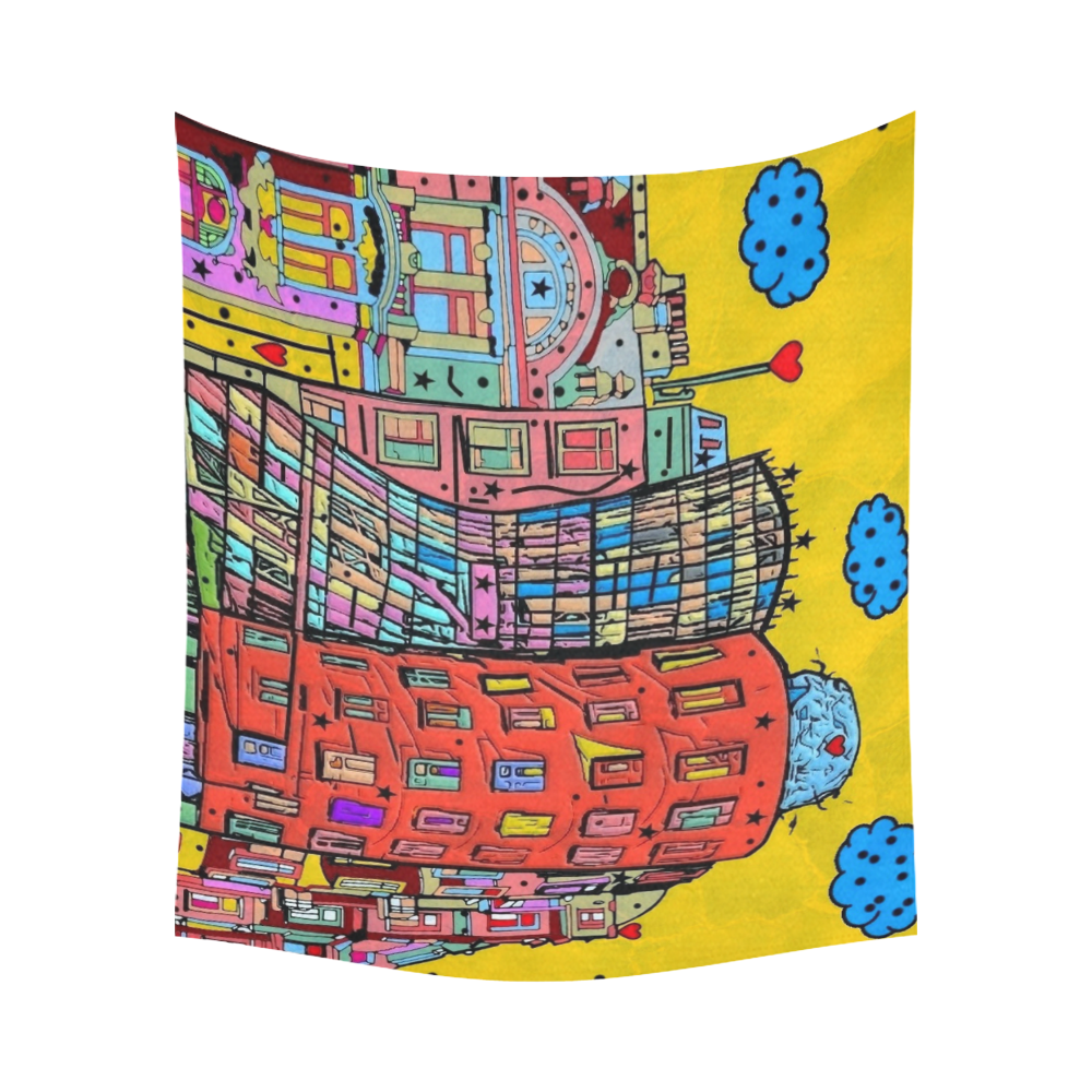 Dancing House Prague by Nico Bielow Cotton Linen Wall Tapestry 60"x 51"