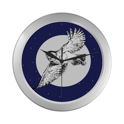 athena owl clock Silver Color Wall Clock