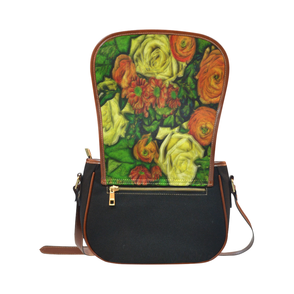 Bouquet of Flowers Saddle Bag/Small (Model 1649)(Flap Customization)