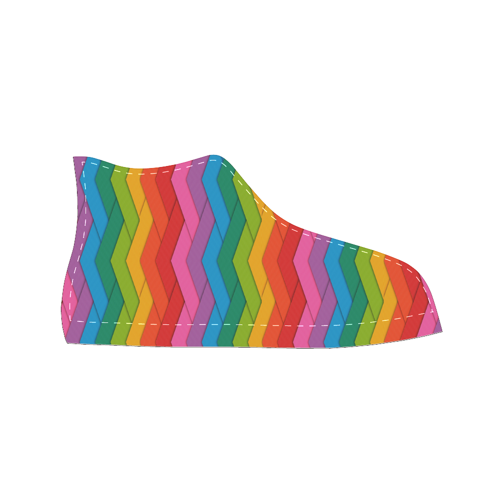 Woven Rainbow High Top Canvas Women's Shoes/Large Size (Model 017)