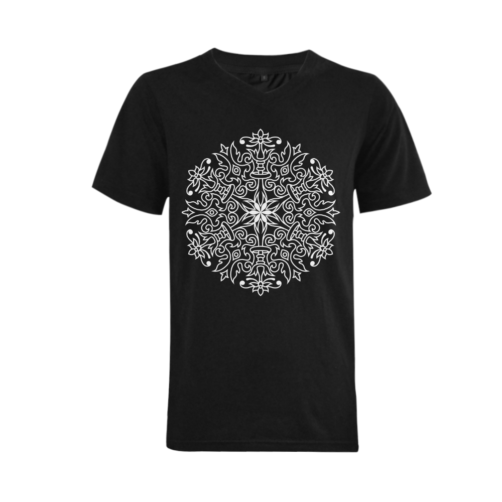 Symbol Ornaments Spring Life Mandala White Men's V-Neck T-shirt  Big Size(USA Size) (Model T10)
