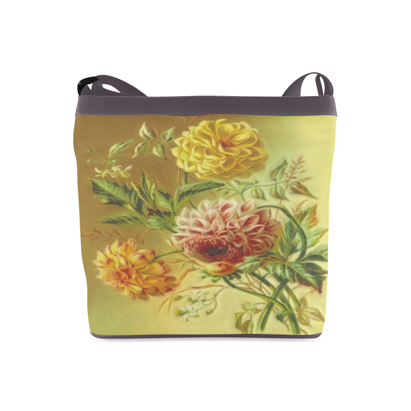 Yellow and Pink Dahlia Vintage Flowers Crossbody Bags (Model 1613)