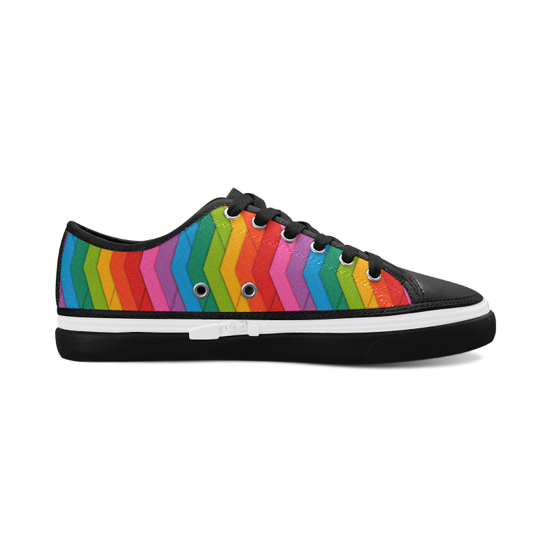 Woven Rainbow Women's Canvas Zipper Shoes/Large Size (Model 001)