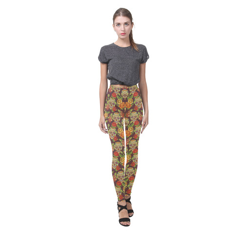 sugar skull pattern Cassandra Women's Leggings (Model L01)