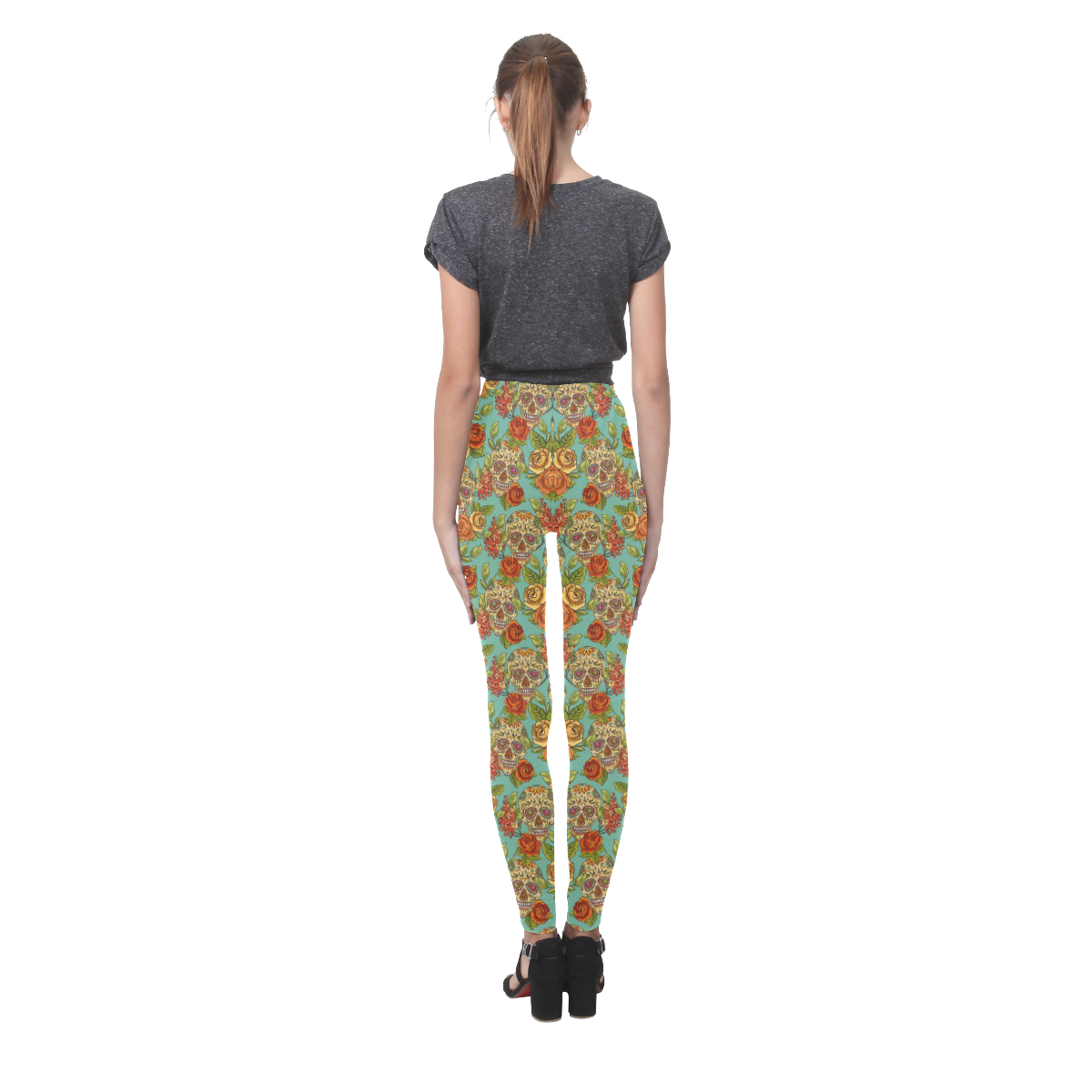 sugar skull pattern Cassandra Women's Leggings (Model L01)