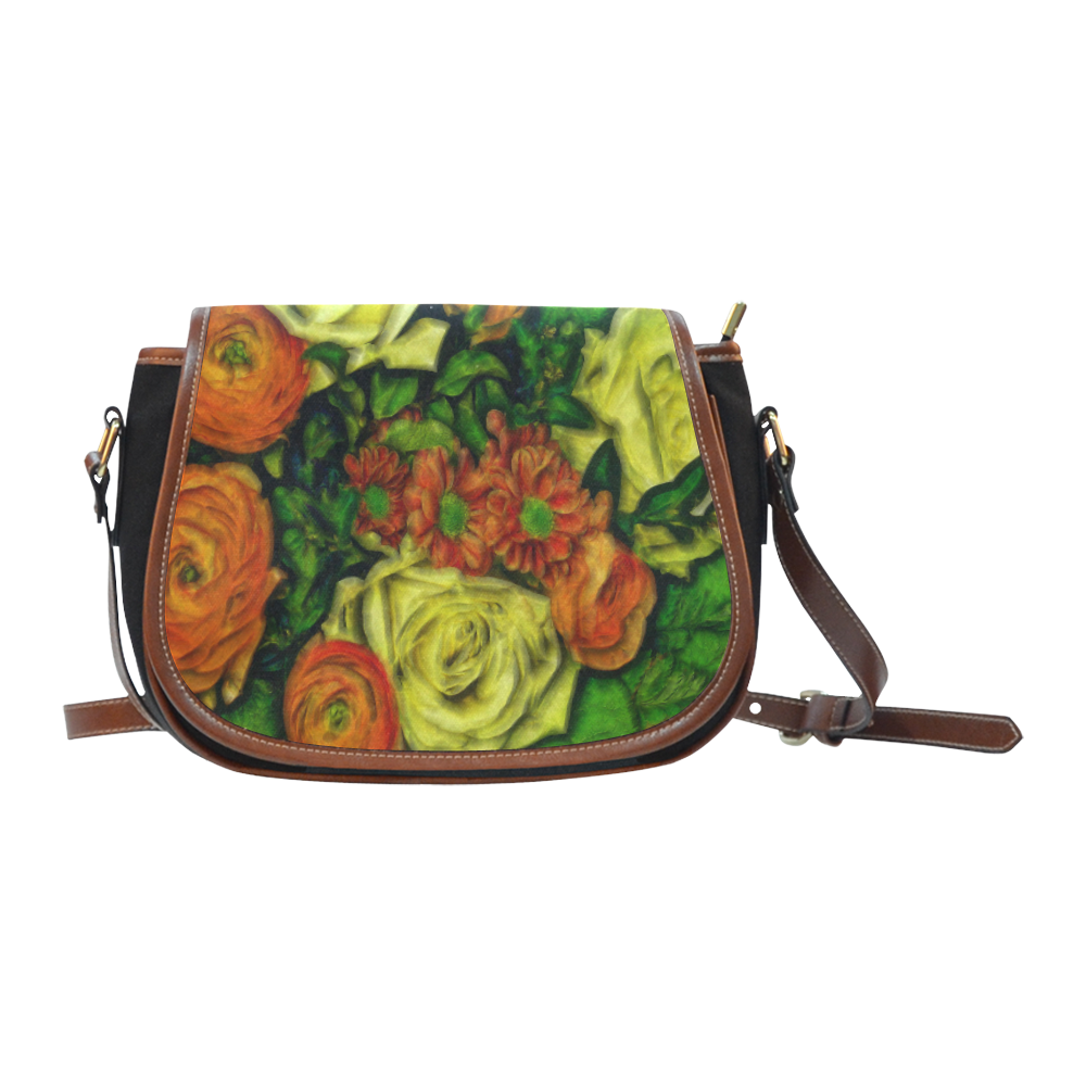 Bouquet of Flowers Saddle Bag/Small (Model 1649)(Flap Customization)