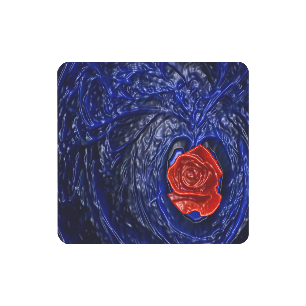 Blue fractal heart with red rose in plastic style Women's Clutch Purse (Model 1637)