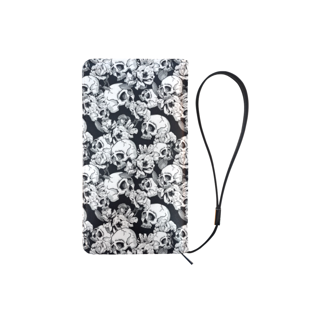 skull pattern, black and white Men's Clutch Purse （Model 1638）