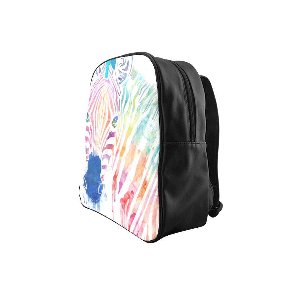 watercolor rainbow zebra School Backpack (Model 1601)(Small)