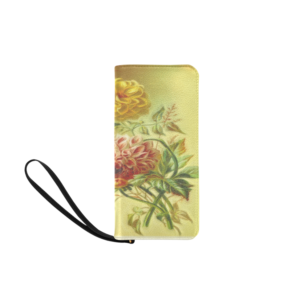 Yellow and Pink Dahlia Vintage Flowers Women's Clutch Purse (Model 1637)