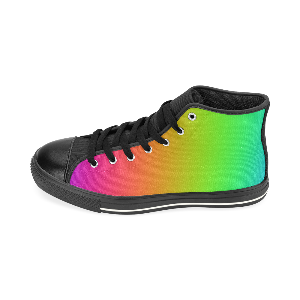 Love the Rainbow High Top Canvas Women's Shoes/Large Size (Model 017)