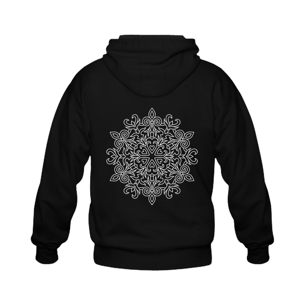 Symbol Ornaments Lily Heart Mandala White Gildan Full Zip Hooded Sweatshirt (Model H02)