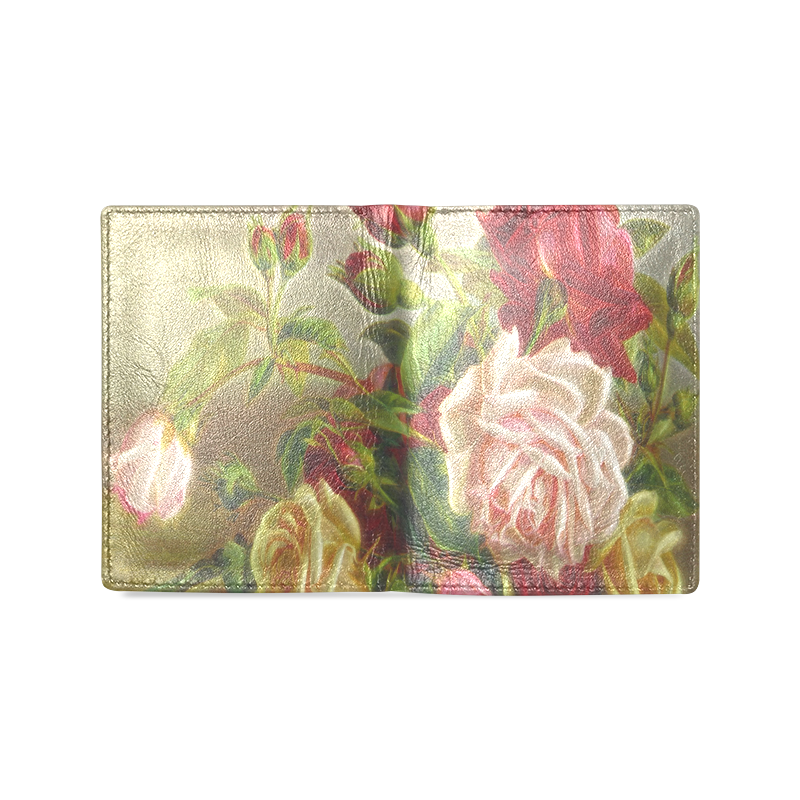 Beautiful Awesome Vintage Roses Men's Leather Wallet (Model 1612)