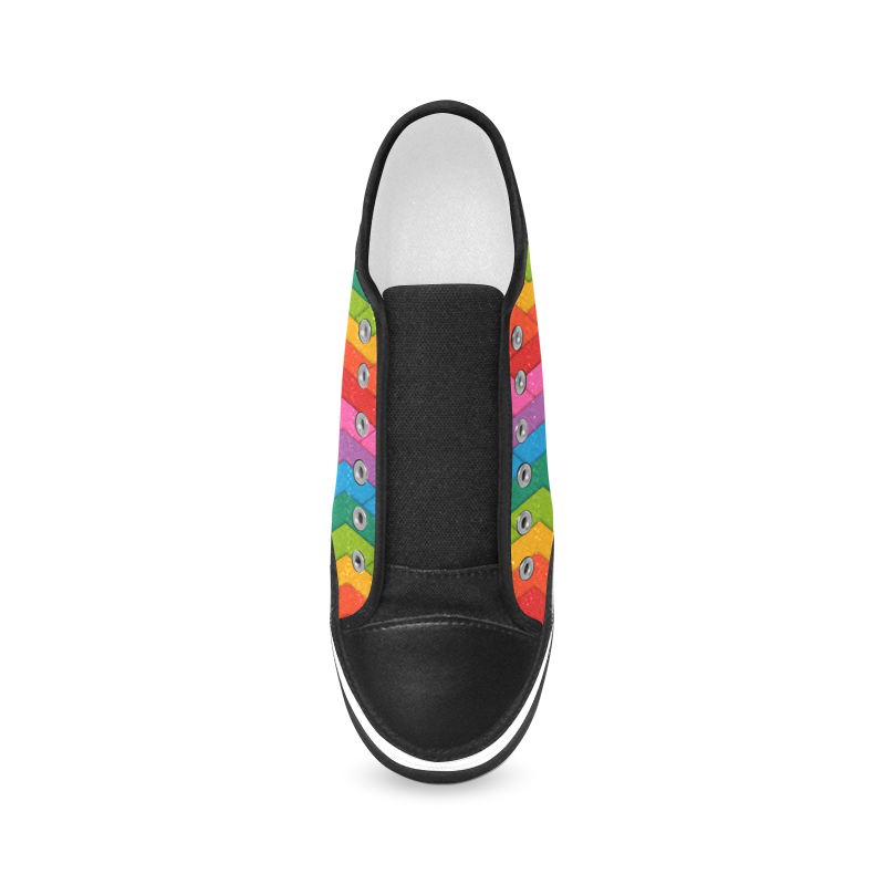 Woven Rainbow Women's Canvas Zipper Shoes/Large Size (Model 001)