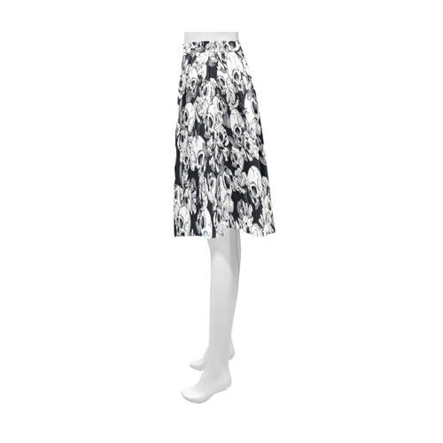 skull pattern, black and white Athena Women's Short Skirt (Model D15)