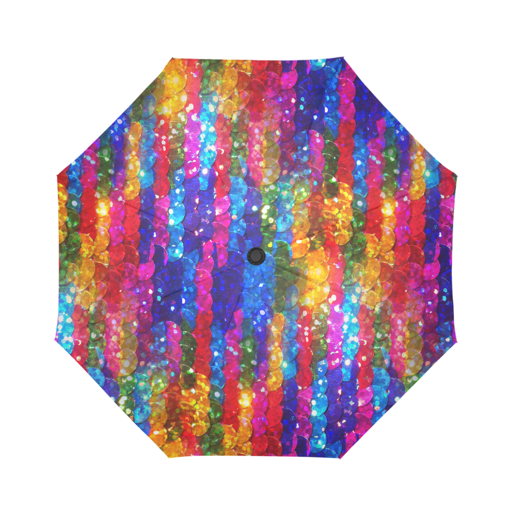 Rainbow Glitter Sequins Auto-Foldable Umbrella (Model U04)