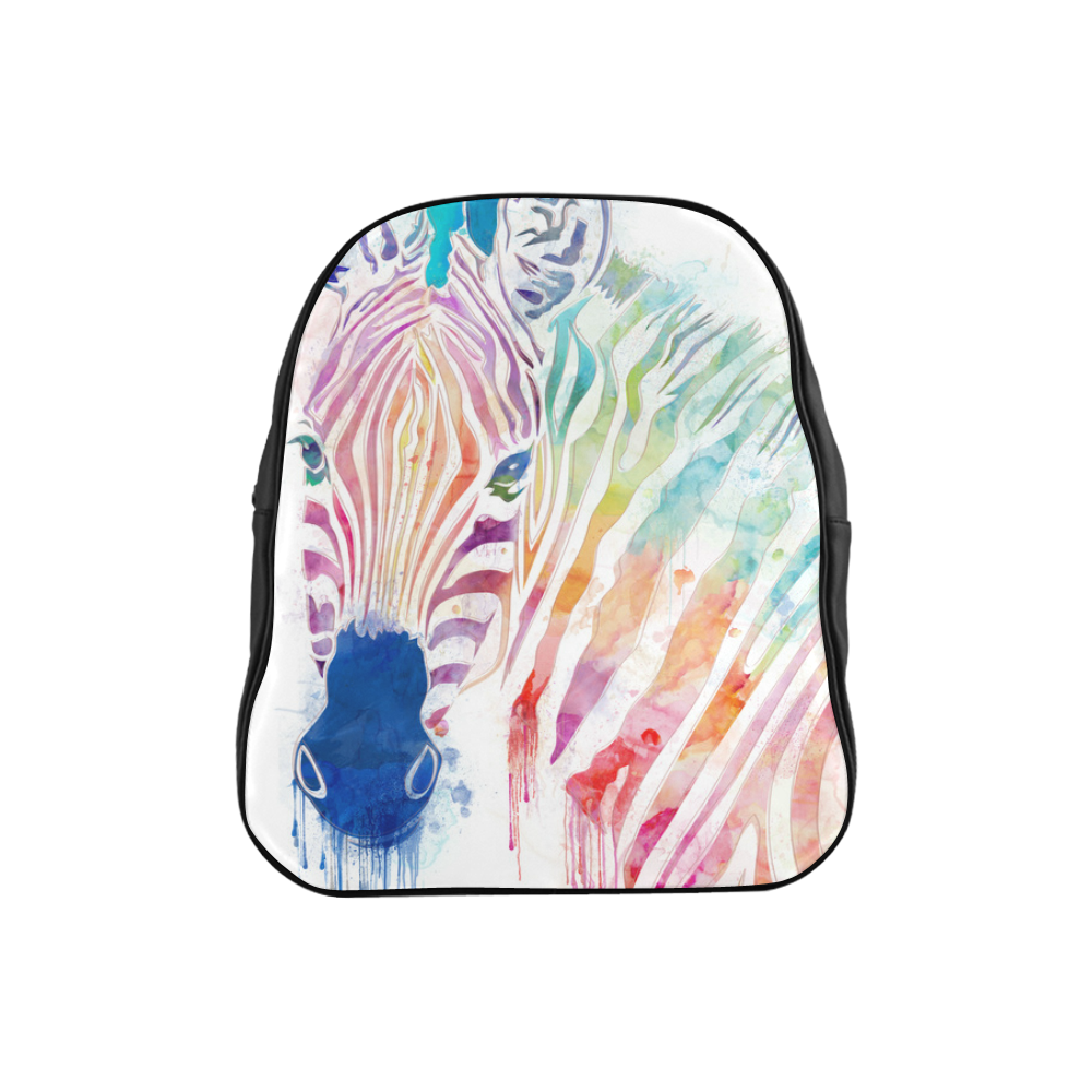 watercolor rainbow zebra School Backpack (Model 1601)(Small)