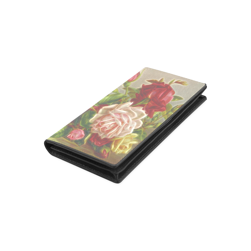 Beautiful Awesome Vintage Roses Women's Leather Wallet (Model 1611)