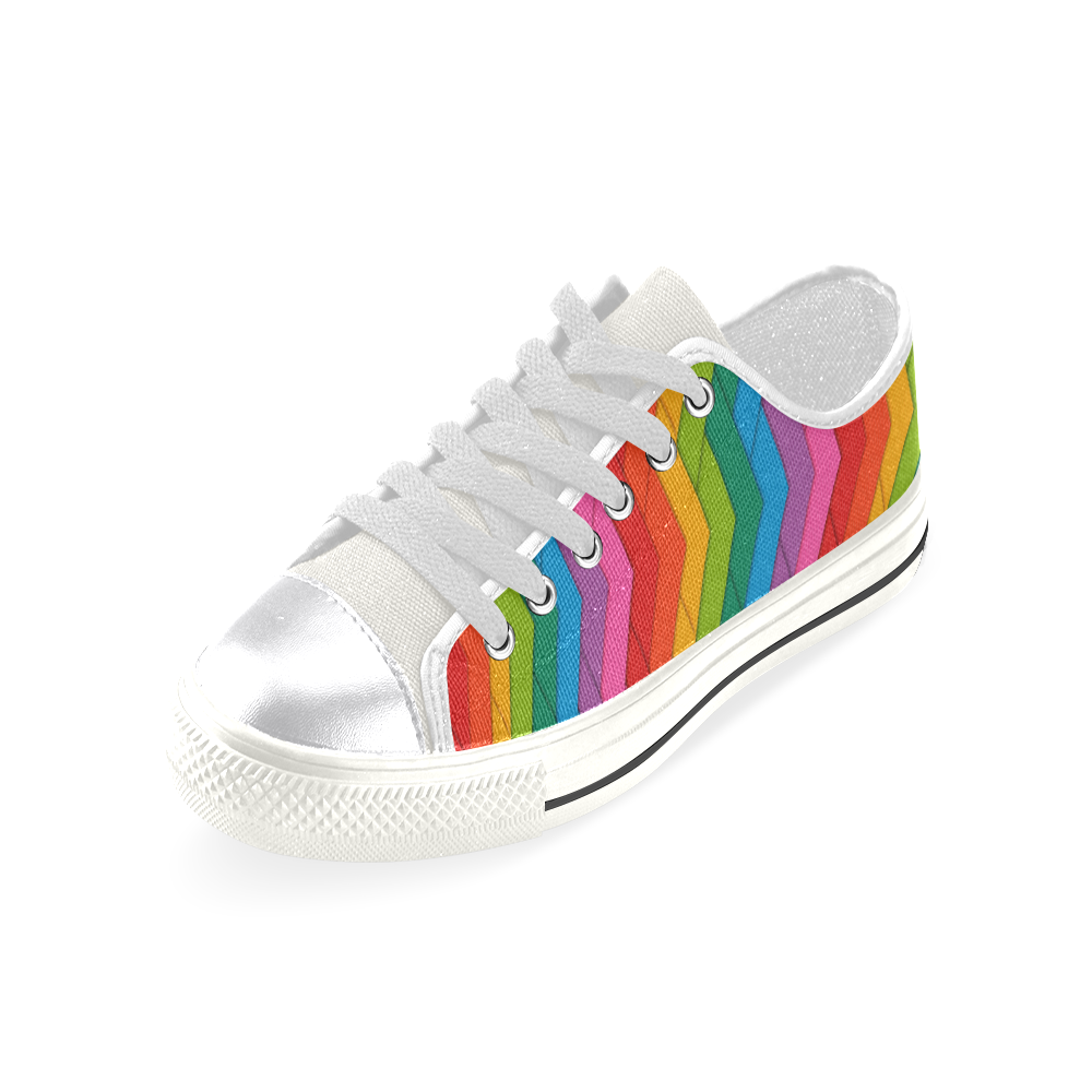 Woven Rainbow Canvas Women's Shoes/Large Size (Model 018)