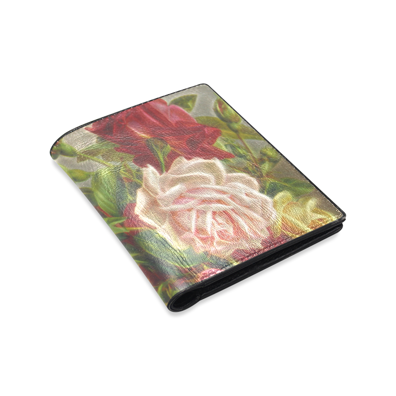 Beautiful Awesome Vintage Roses Men's Leather Wallet (Model 1612)