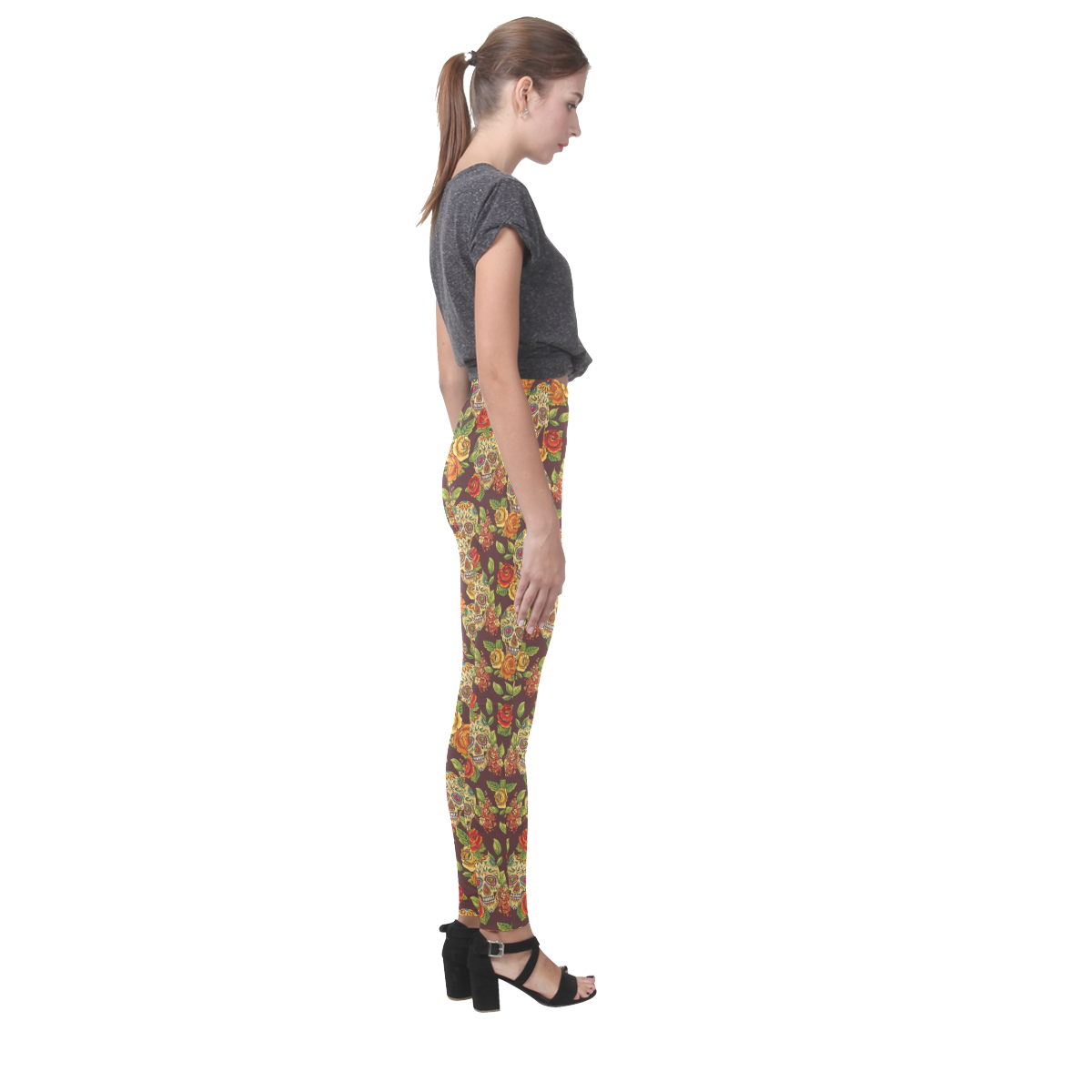 sugar skull pattern Cassandra Women's Leggings (Model L01)