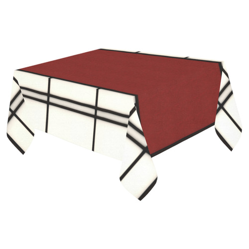 Shoji - red Cotton Linen Tablecloth 52"x 70"