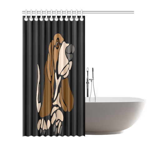 Funny Basset Hound Dog Art Shower Curtain 72"x72"