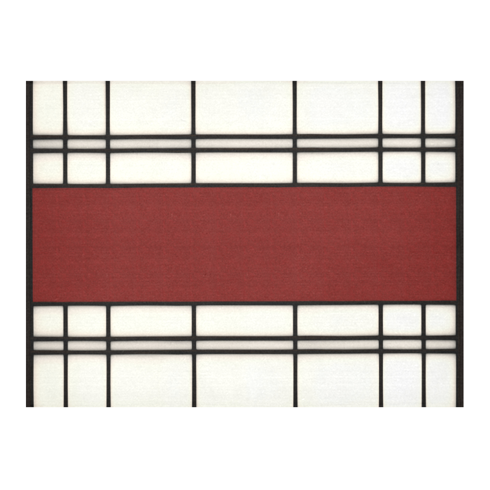 Shoji - red Cotton Linen Tablecloth 52"x 70"