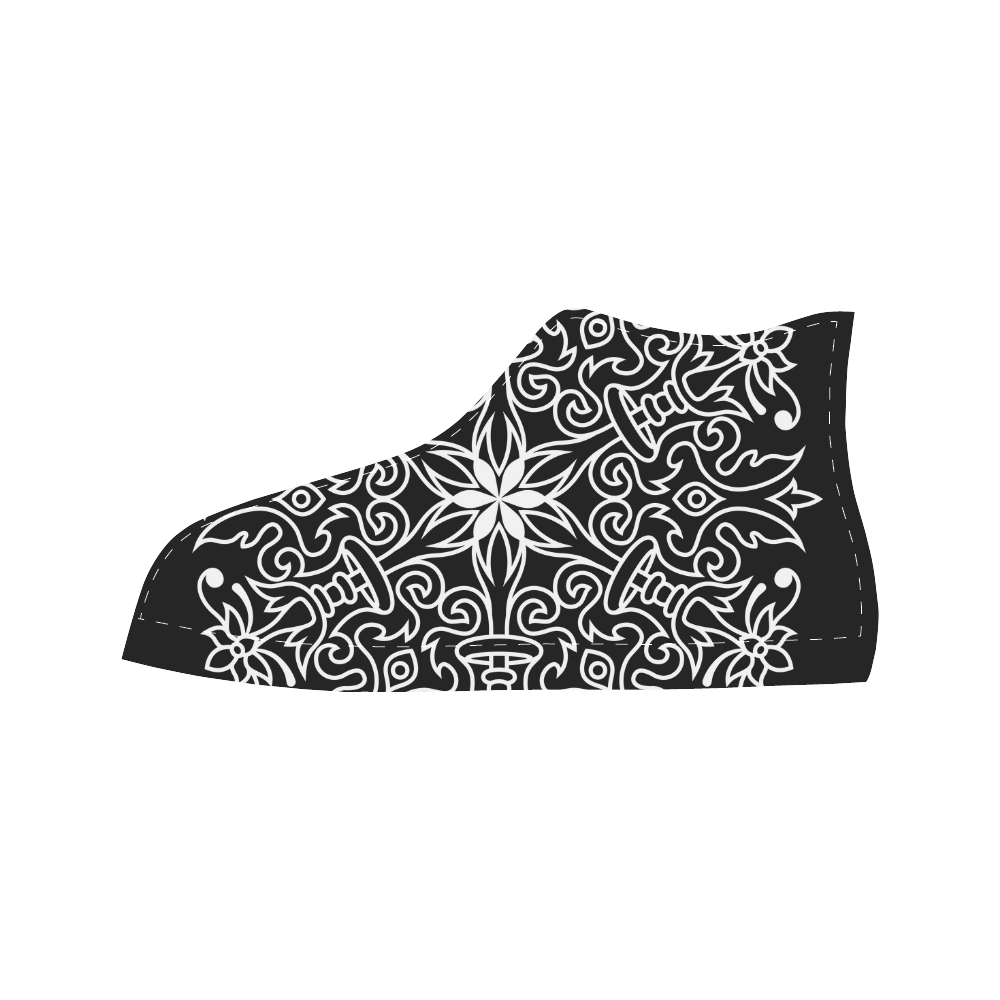 Symbol Ornaments Spring Life Mandala White Aquila High Top Microfiber Leather Women's Shoes (Model 032)