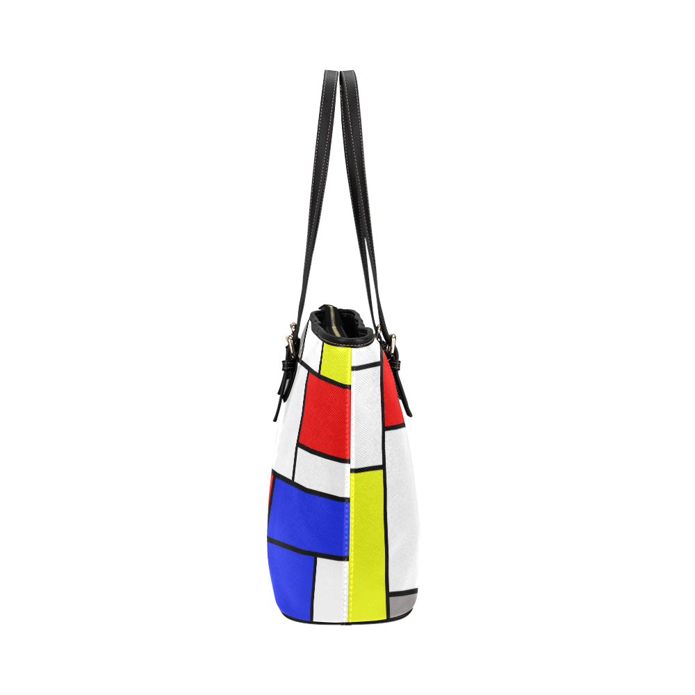 Mondrian style Leather Tote Bag/Large (Model 1651)