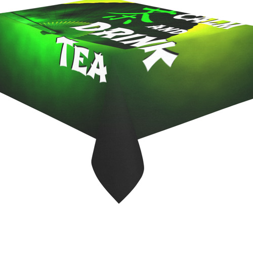 keep calm and drink green tea Cotton Linen Tablecloth 60"x 84"