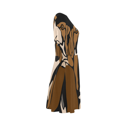 Funny Basset Hound Art 3/4 Sleeve Sundress (D23)
