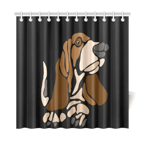 Funny Basset Hound Dog Art Shower Curtain 72"x72"