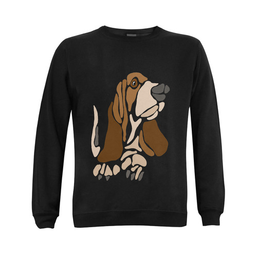 Funny Basset Hound Dog Art Gildan Crewneck Sweatshirt(NEW) (Model H01)