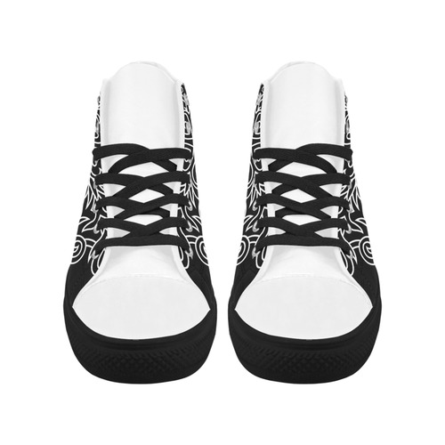 Symbol Ornaments Lily Heart Mandala White Aquila High Top Microfiber Leather Women's Shoes (Model 032)