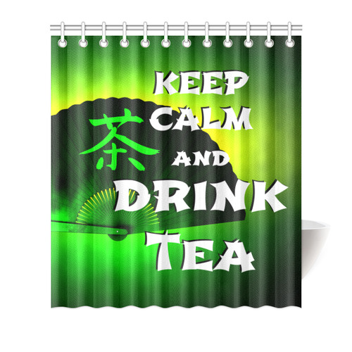 keep calm and drink green tea Shower Curtain 66"x72"