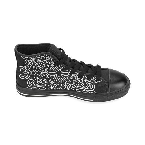Symbol Ornaments Lily Heart Mandala White High Top Canvas Women's Shoes/Large Size (Model 017)