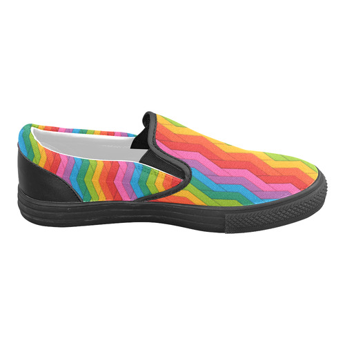 Woven Rainbow Women's Unusual Slip-on Canvas Shoes (Model 019)