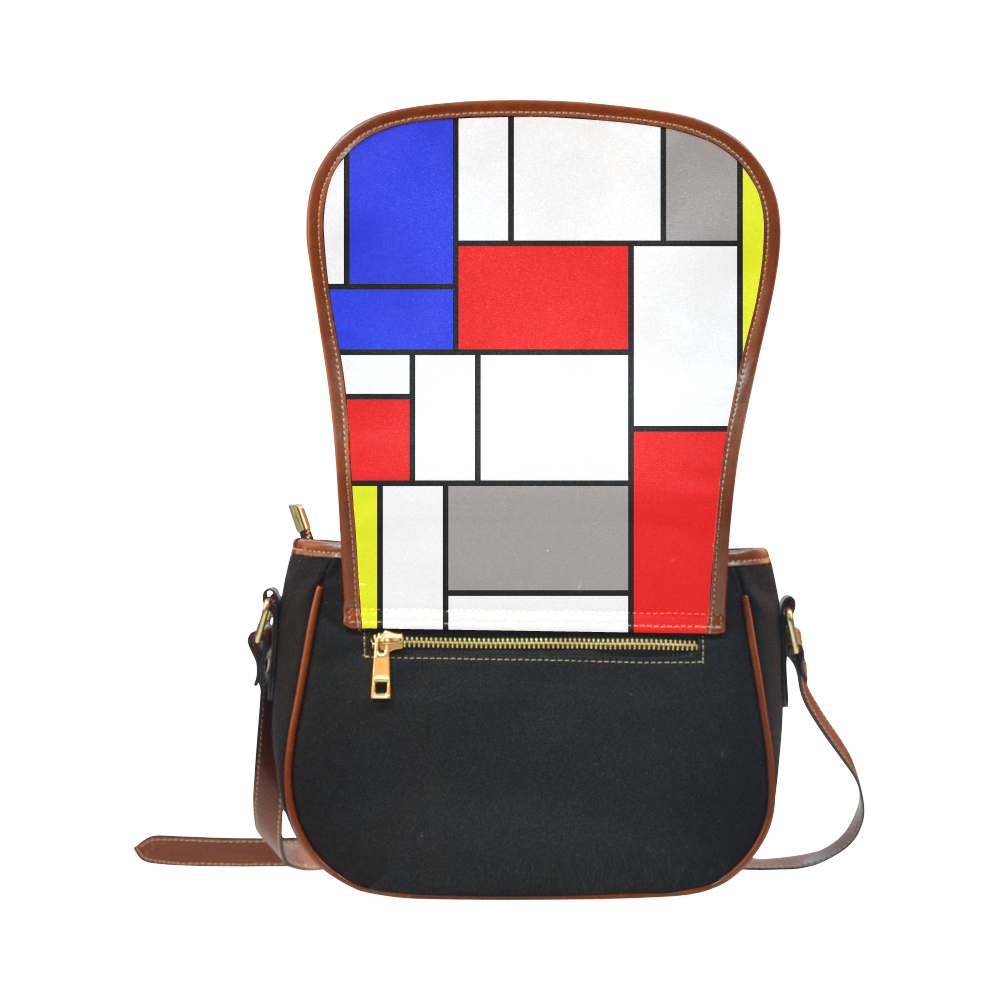 Mondrian style Saddle Bag/Small (Model 1649)(Flap Customization)