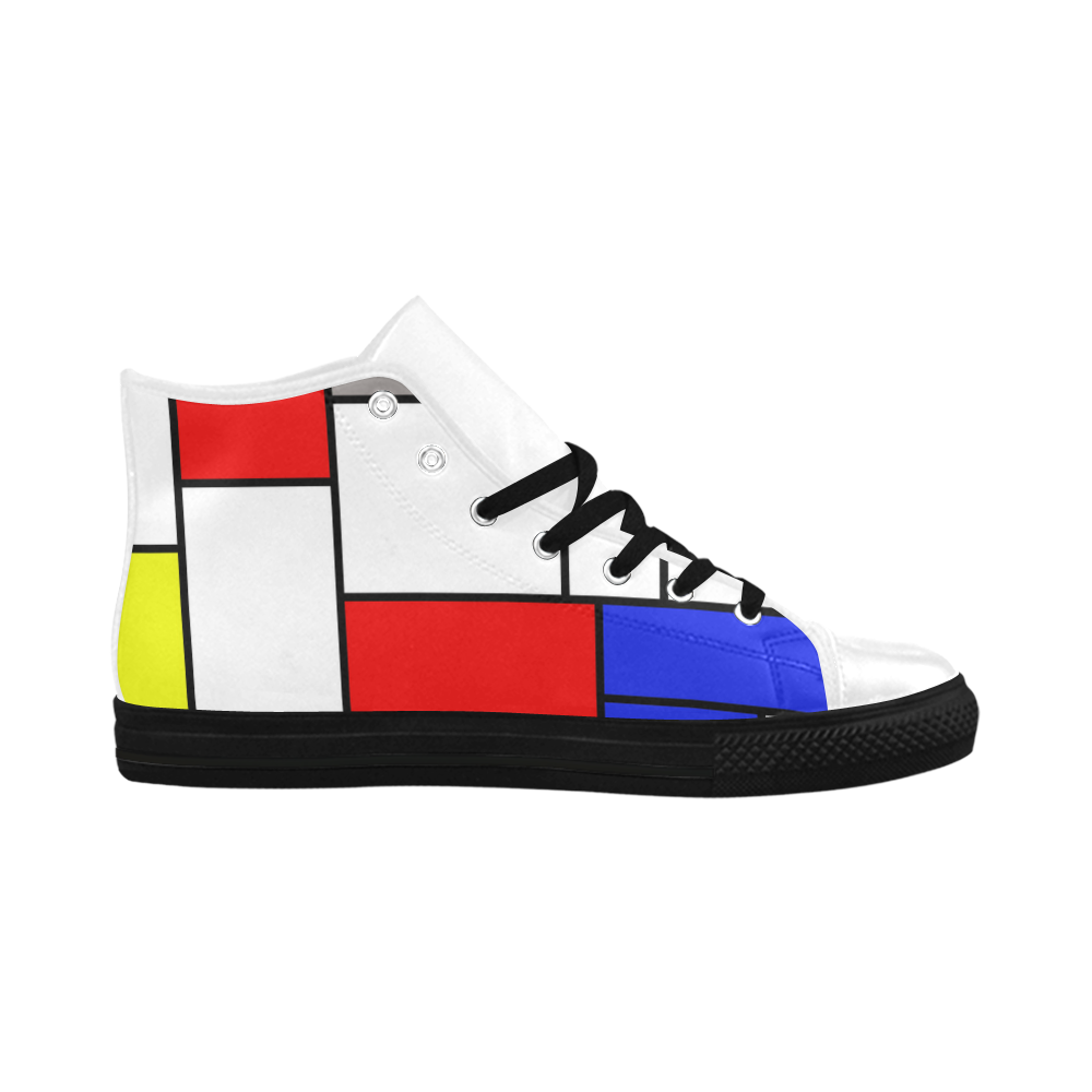 Mondrian style Aquila High Top Microfiber Leather Women's Shoes/Large Size (Model 032)