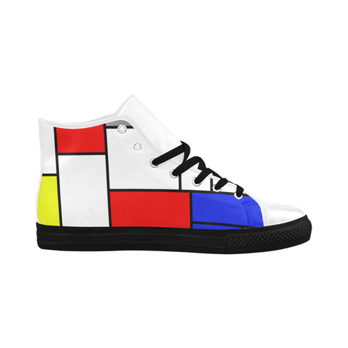 Mondrian style Aquila High Top Microfiber Leather Women's Shoes/Large Size (Model 032)