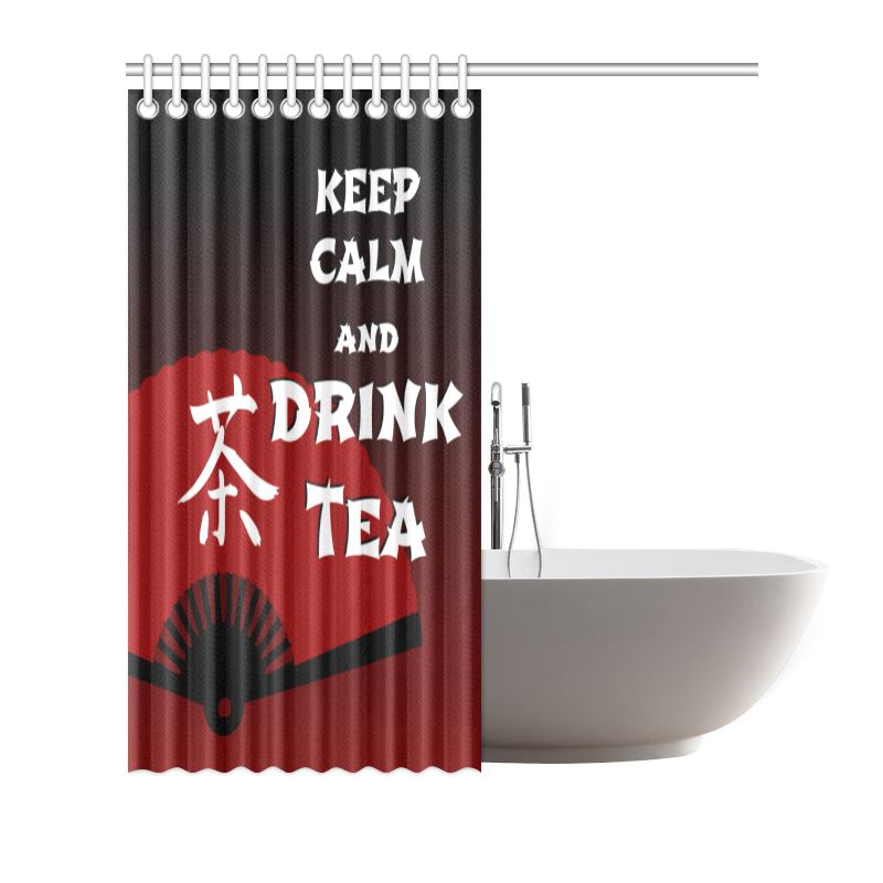 keep calm drink tea - asia edition Shower Curtain 66"x72"