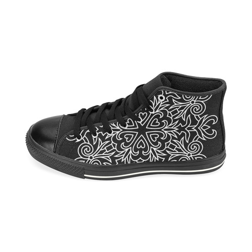 Symbol Ornaments Lily Heart Mandala White High Top Canvas Women's Shoes/Large Size (Model 017)