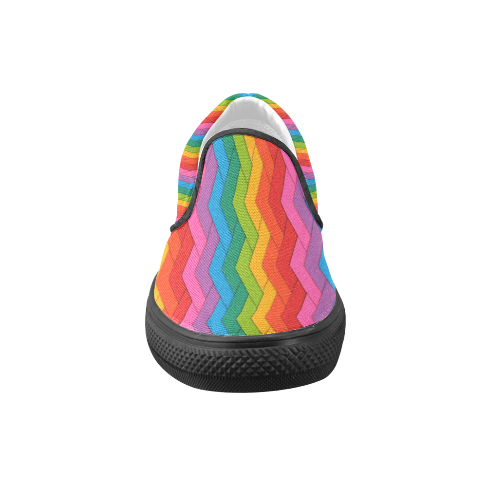 Woven Rainbow Women's Unusual Slip-on Canvas Shoes (Model 019)