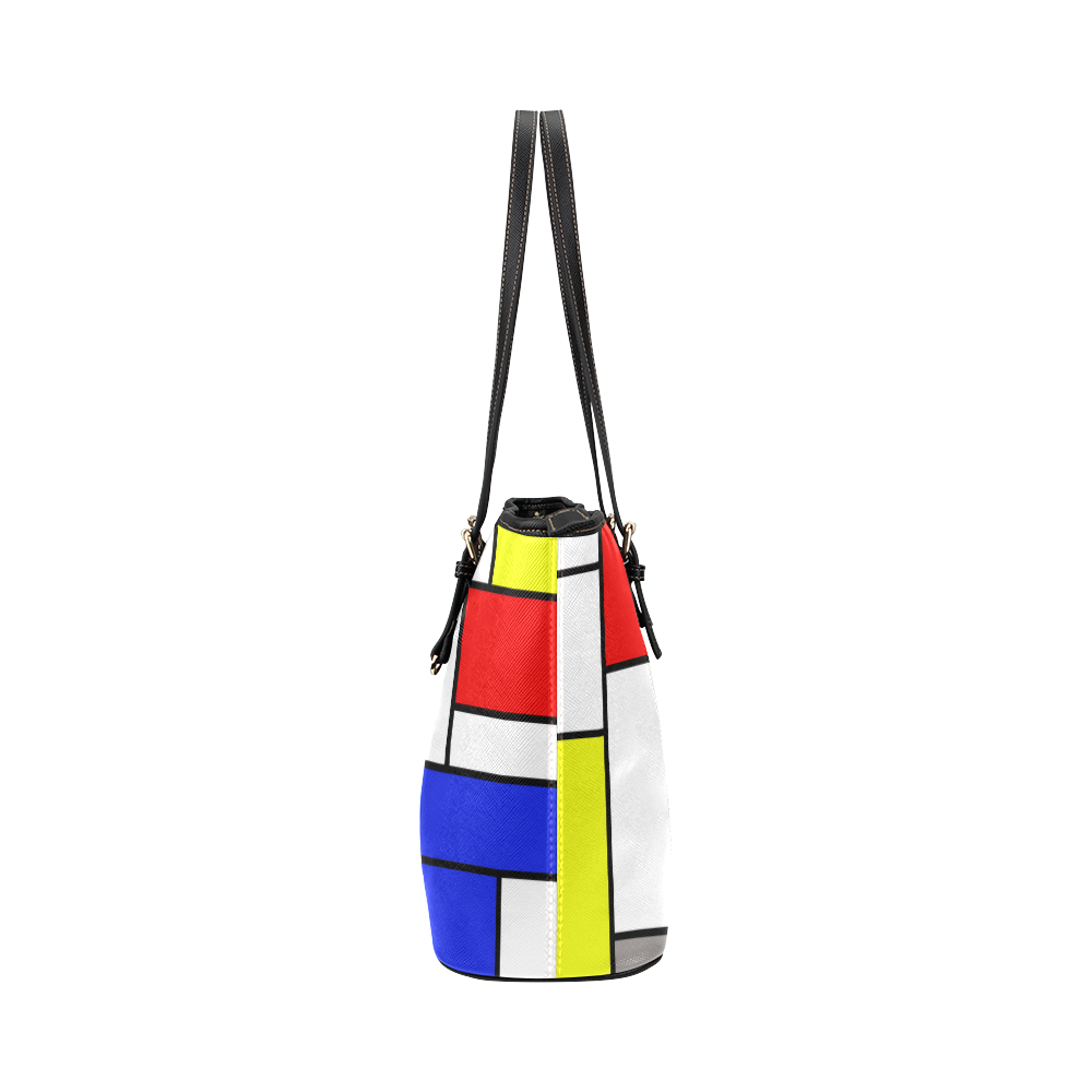 Mondrian style Leather Tote Bag/Large (Model 1651)